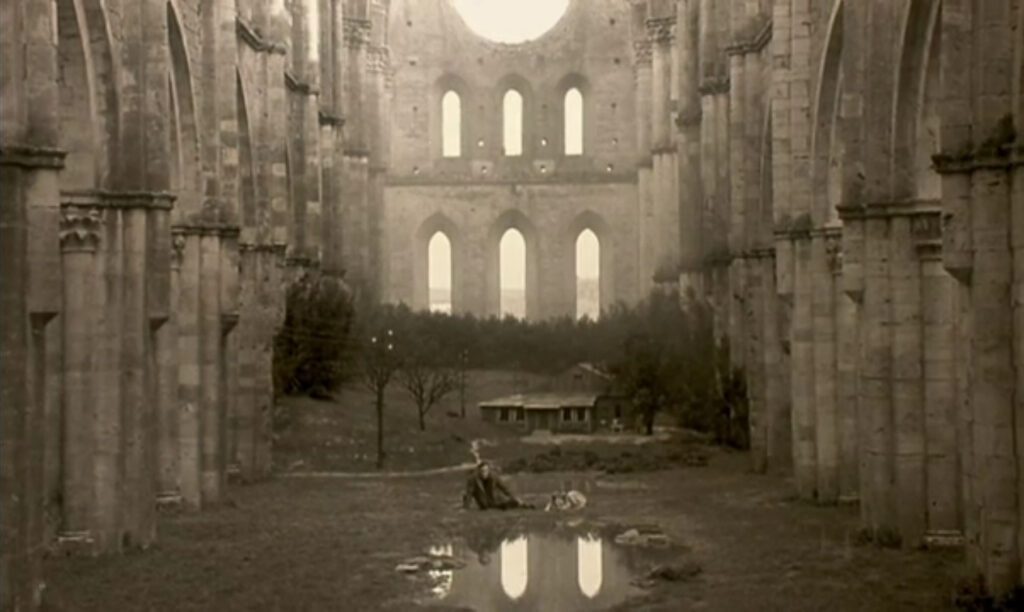 Nostalghia - Andrei Tarkovsky - Oleg Yankovsky - Andrei Gorchakov - final shot - gothic church