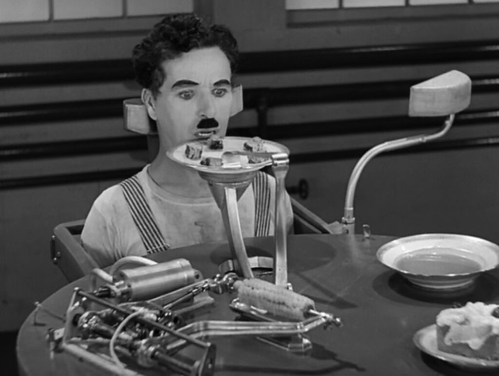 Modern Times - Charles Chaplin - feeding machine - lunch