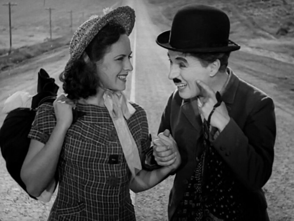 Modern Times - Charles Chaplin - Paulette Goddard - ending - highway