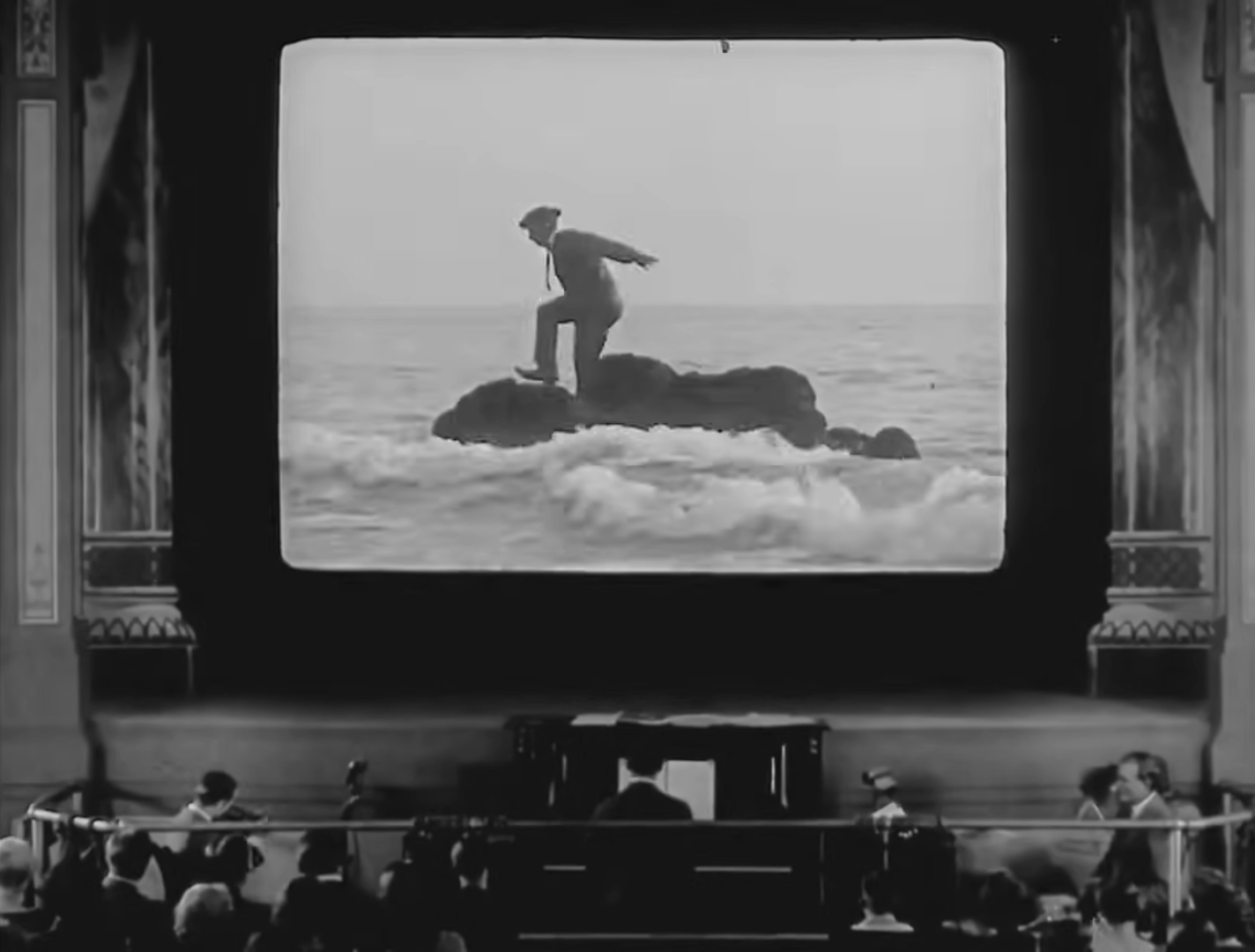 Sherlock Jr. - Buster Keaton - island - waves - ocean